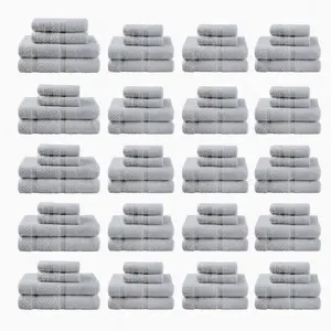 Unisex 20-Piece Cotton Bath Towel Set, Modern Design, Upgraded Softness, Enhanced Durability, Breathable, Grey