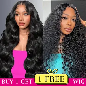 [Combo sale 26"&20"] buy 1 get 2 wig" 26 Inch 13x4 Jerry Curly Hair Lace Front Wigs +13x4 20 Inch Deep wave Human Hair Hair PrePlucked HD Transparent Lace FrontalHuman HairWigs 180% Density