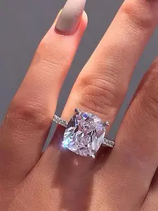 1 PC Glamorous Cubic Zirconia Ring For Women For Valentine's Day Gift Wedding Anniversary Party Jewelry Solitaire Engagement Rings
