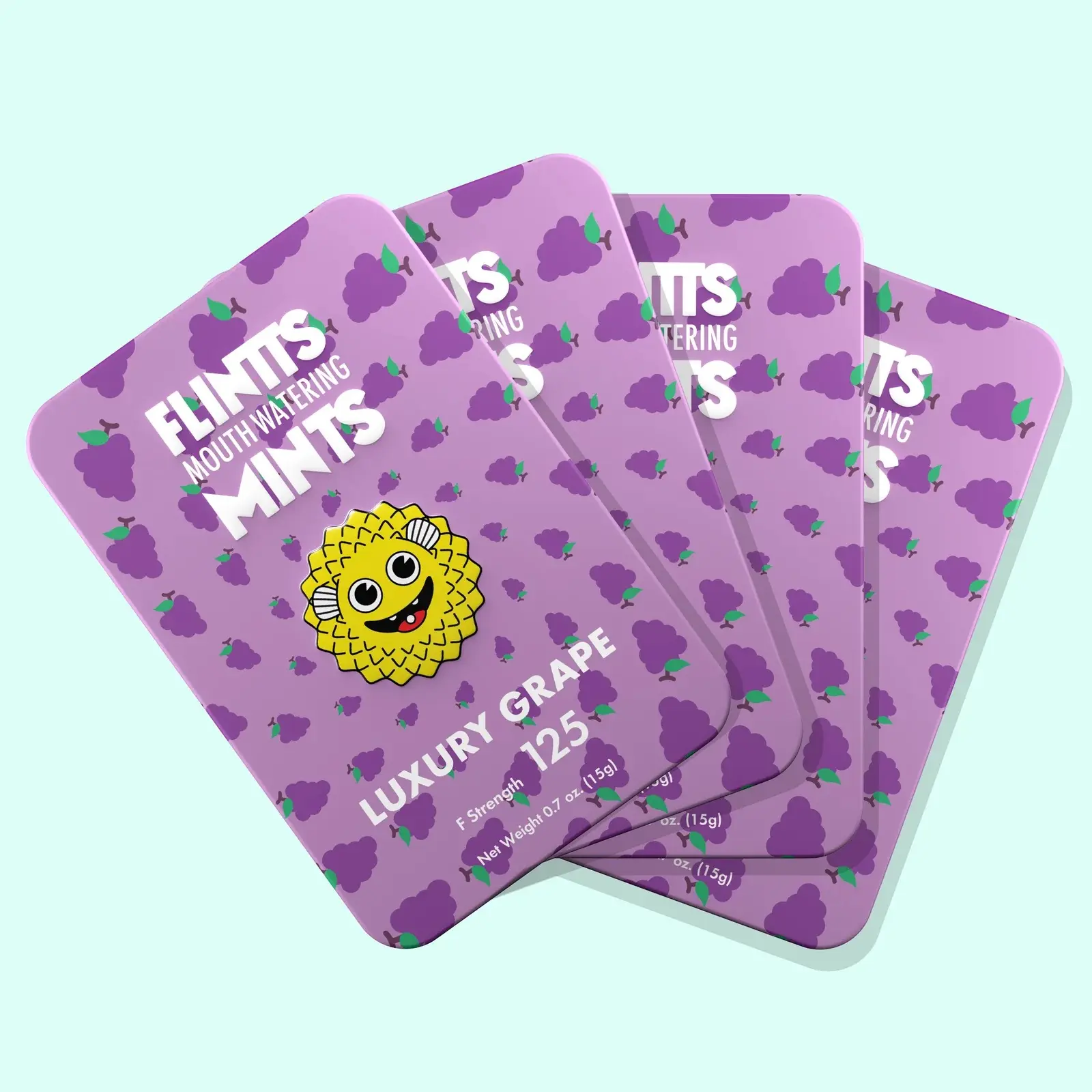 Flintts Mouth Watering Mints 4 Pack - Luxury Grape F 125 - Natural Flavors, Sugar-Free & Vegan, Dry Mouth Mints