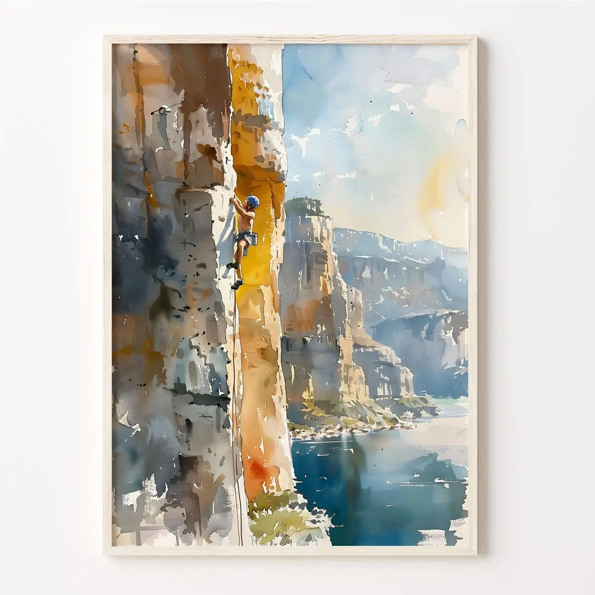 Rock Climbing Wall Art, Hiking & Bouldering Poster, Outdoor Adventure Mountain Travel Print, 5 Size, 8x12 to 27x40 inch, Room Decor, Unframed