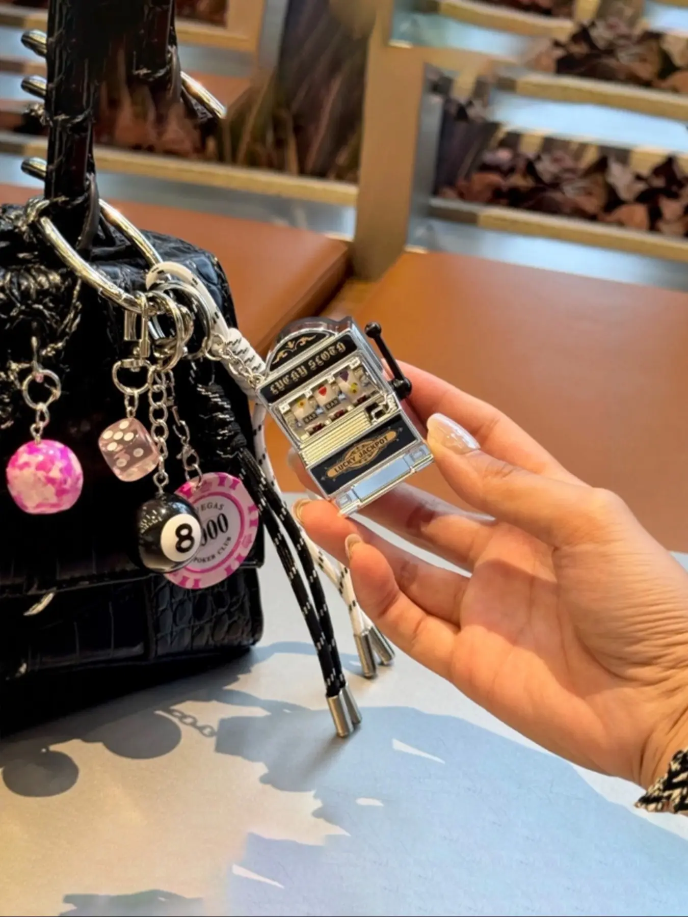 Game Console, Hand Woven Rope Bag Pendant Charm, Good Luck Chip Bag Accessories Charm, Billiards Keychain Charm, Dice Bag Accessories Charm, Holiday Gift, Cute Bag Charms, Bag Charms