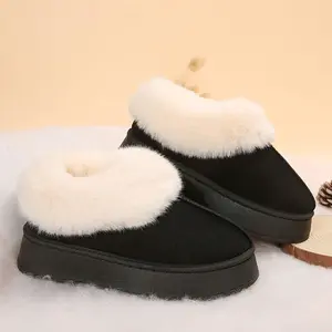 Women's Suede Shearling Winter Slippers – Thick Sole Warm Cozy Snow Boots