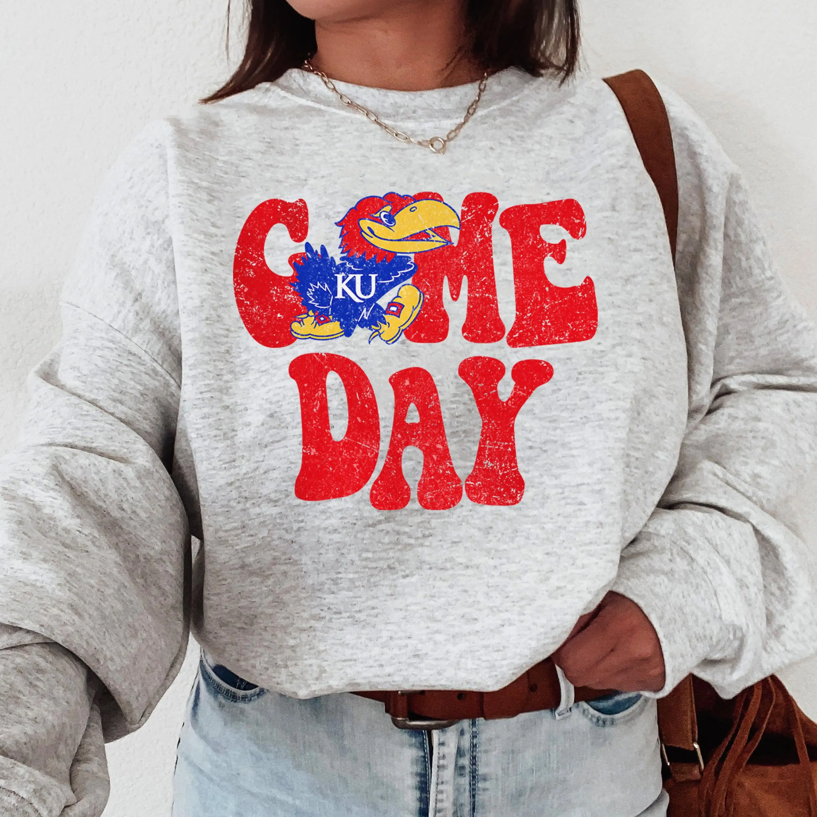 Game Day Kansas Vintage Sweatshirt, University of Kansas Unisex Sweatshirt, Game Day Sweatshirt, Gift For Fans