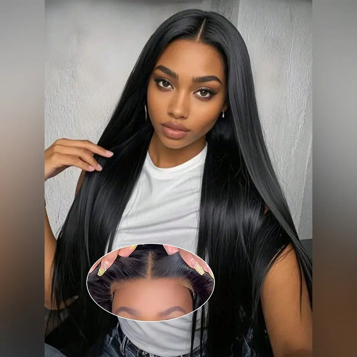 XSY HAIR Glueless Black Human Hair Lace Front Wig, 13x4 Straight Wear and Go HD Lace Wig, Pre-Plucked 200% Density Beginner Friendly, Glueless Black Wig