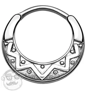 16G Silver Mayan Fan Brass Septum Clicker