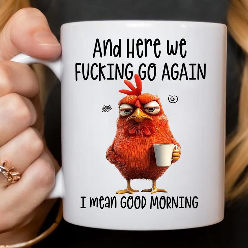 GEEK BAR Funny Mug Here We Go Again I Mean Good Morning Ceramic Coffee Mug scs10040 Classic Drinkware Cup Humorous Design for Coffee or Any Beverage