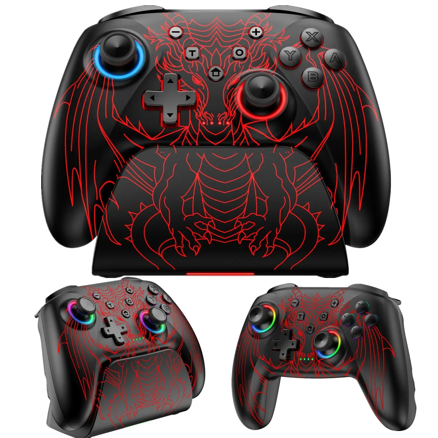 Wireless Controller with Charging Dock,Programmable USB Gaming Controller for PC/Android/iOS/Switch/Switch 2,Gamepad with Hall Sensor&Turbo Vibration No Drift No Deadzone