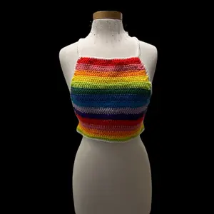 Crochet Rainbow PRIDE Halter top Womenswear