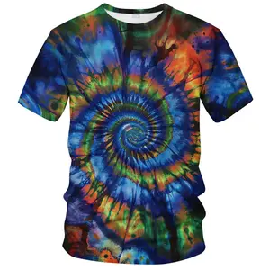 Unisex Vibrant Tie-Dye Spiral Print T-Shirt, Ideal for Music Festivals, Summer Casual Outings, Colorful Hippie-Inspired Top for Men & Women