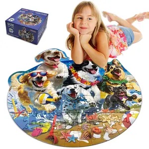 100PCS Kids Floor Puzzle - Cute Dog Beach Theme Jigsaw Puzzle,Safe Non-Toxic Educational Toy for Toddlers Preschool Boys Girls Ages 4-8, Family Game Gift