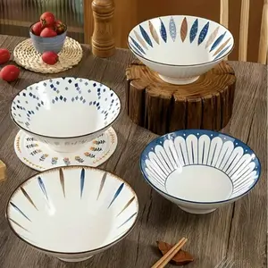 8-Inch Ceramic Ramen Bowl Set (2/4 Pieces), Japanese Style Salad Noodle Grain Fruit Pasta Soup Bowls, Microwave & Dishwasher Safe, Gift for Men & Women