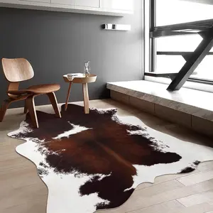 YJ.GWL Premium Faux Cow Hide Rug Cowhide Area Rug, Animal Print Fur Rug Suitable for Bedroom Living Room, Western Decor Carpets for Dining Room Office, Animal Skin Area Rug