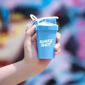 Shake Shot 4 oz Blue Mini Pre-workout & Supplement Bottle with Clip & Shaker Ball