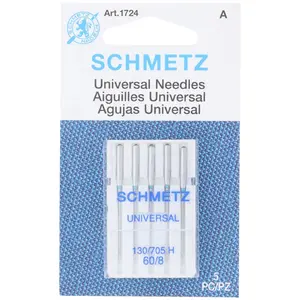Schmetz New Universal Sewing Needles - 60/8, 5pk, 130/705 H System, for Cotton Fabric, Everyday Sewing & Garment Construction, Prevents Skipped Stitches, Reduces Thread Shredding, Fits Most Household Machines (1724)