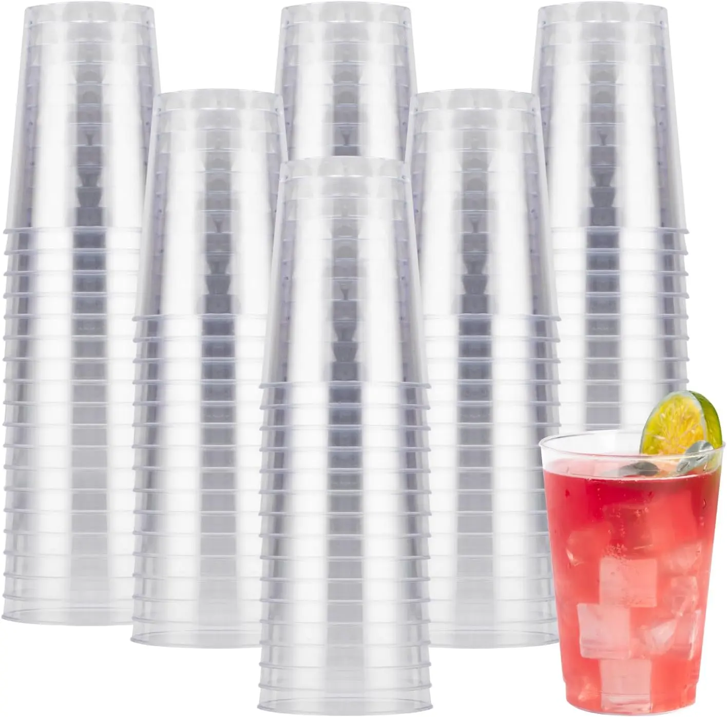 200 Count Disposable 10oz Clear Plastic Cups for Party,Cocktail Glasses for Wedding Thanksgiving, Christmas, and Parties