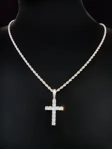 1 Piece Unisex Cross Pendant Necklace with Artificial Zirconia, Elegant Jewelry for Parties & Daily Wear, Perfect Gift for Birthdays & Special Occasions, Cross Charm Necklace