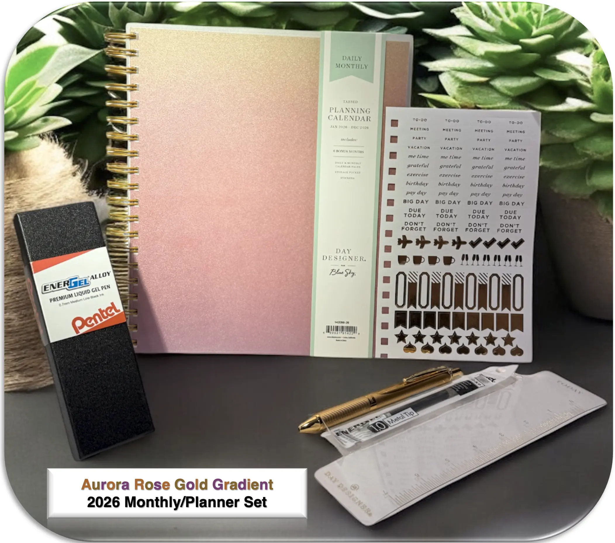 BellaRosaMariaBoutique Exclusive 2026 Planner Set - Aurora Rose Gold Gradient