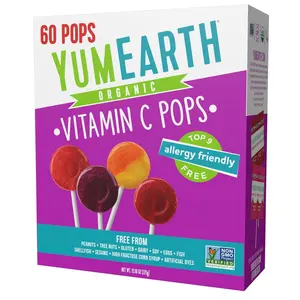 Organic Vitamin C Pops Variety, 60 Flavored Favorites Lollipops, Allergy Friendly, Gluten Free, NonGMO, Vegan, No Artificial Flavors or Dyes