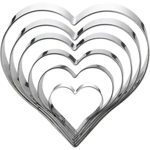 Heart Cookie  Set-6 Pieces in Gratuated Size-Stainless Steel