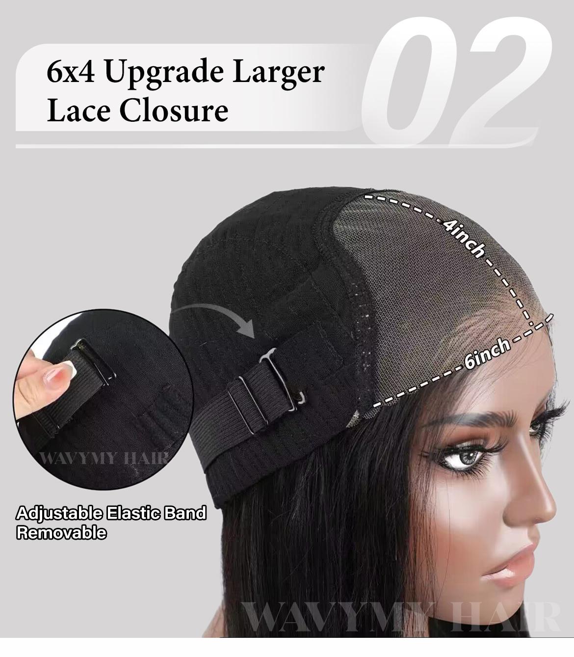 Wavymy Layered Cut Loose Wave Pre-bleached Wear Go Glueless HD Lace Wigs 6x4 Lace Closure Wigs 180% Density 100% Human Hair