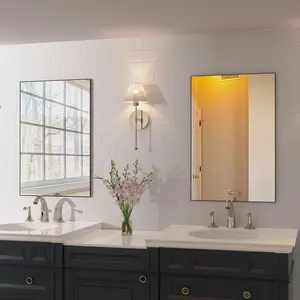 Bathroom Mirror Wall Mirror with Aluminum Frame, Explosion-Proof Glass, 36 x 24 in Vertical or Horizontal Hanging Decorative Mirror, Black for Bathroom, Bedroom, Entryway