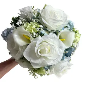White and Blue Hand Tied Bouquet