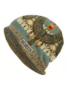 Horus Ancient Egyptian Culture Inspired Beanie Funky Knit Hat with Windproof Design