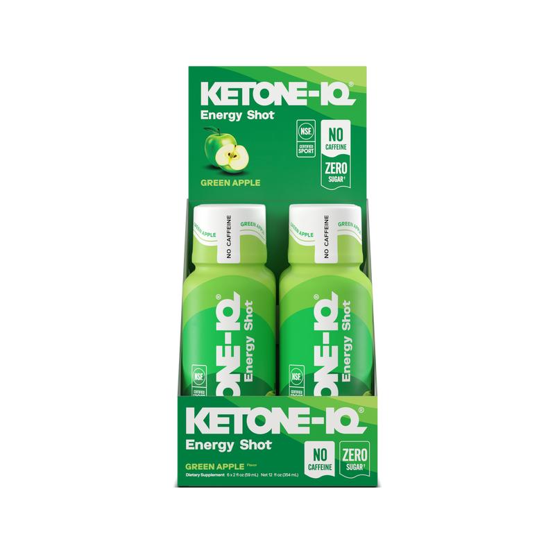 Ketone-IQ No Caffeine Energy Shot | Green Apple Sport Drink