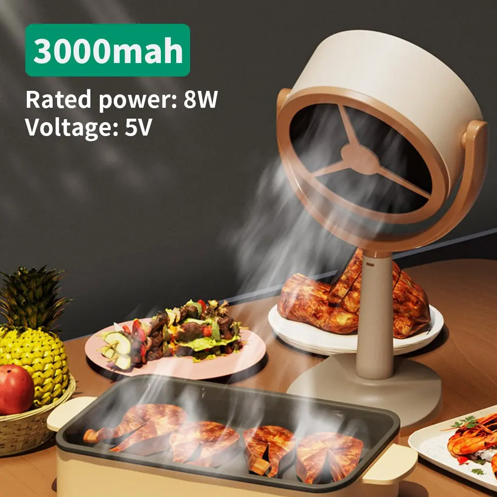 【Summerfinds】 Portable Smoke Air Purifier Fan Cordless Adjustable Desktop Range Hood for Grill