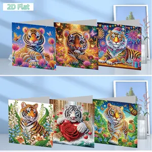 2D FLAT6PCS DIY Diamond Painting Greeting Card Set Rhinestone Diamond Art Mosaic Postcards for Xmas Birthdays Thanksgiving & Special ODIY Diamond Painting Kit for Adults & Beginners, No Skills Needed. Sparkling Art to Brighten Rooms & Perfect Festive Gift