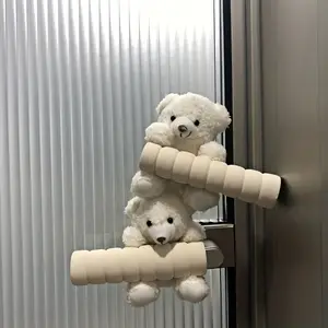 Cute Bear Door Handle Protectors, 2-Pack, Anti-Collision, Anti-Static, Flexible Fabric, Ideal for Room, Unit, Entrance Doors, Easy to Use