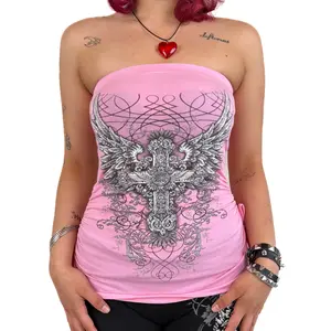 Heaven Rhinestone Tube Top Light Pink - Cotton