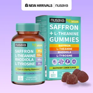 NUSAVA 4-in-1 Saffron Gummies | Calm Clarity & Daily Composure | 30mg Saffron Extract + L-Theanine + Rhodiola Rosea Extract + L-Tyrosine | Vegan Gummies | Caffeine-Free Cognitive Support | 30 Servings
