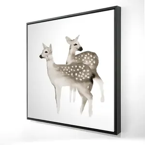 360 Stand Brown-Framed Nature Wall Art Print - 36x36 in. Rustic Farmhouse Home Decor with Brown Fawns, Ideal for Room Decoration (Model 2081-3636-AN453-2), Artistic