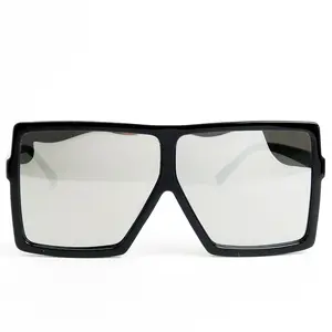 Oversized Square Silver Reflective Sunglasses Eyewear Large Vintage Retro