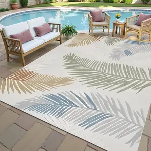 Palm Leaf Pattern Outdoor Carpet, Retro Style Outdoor Picnic Mat, Foldable Portable Carpet, Suitable for Outdoor Picnic, Camping and Family Gathering, Patio Rug, Durable Decorative Mat