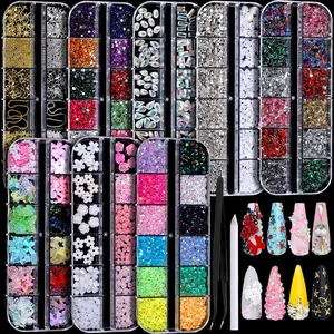 Nail Charms Kit – 8 Boxes of Colorful Nail Gems, 3D Rhinestones & Flatback Crystals, Pearls & Jewels for Nail Art, DIY Nail Designs & Crafts