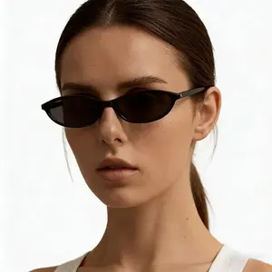 3 PCS Retro Oval Sunglasses for Women Chic Cat Eye 90s Sunnies Lightweight Narrow Shades Trendy UV Protection Vintage Rich Girl Sunglasses Women Sunglasseswomen