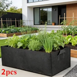 2026 New Rectangular Grow Bags, 2PCS Large Non-Woven Breathable Planters, Weather-Resistant Garden Boxes for Fruits, Vegetables & Nurseries, Indoor/Outdoor with Accessorie