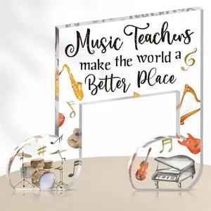 Music Teacher Appreciation Gift, Acrylic Clear Table Keepsake Sign, Paperweight, Teacher Decor, Home Office Decor, Birthday & School Graduation Gift for Music Teacher