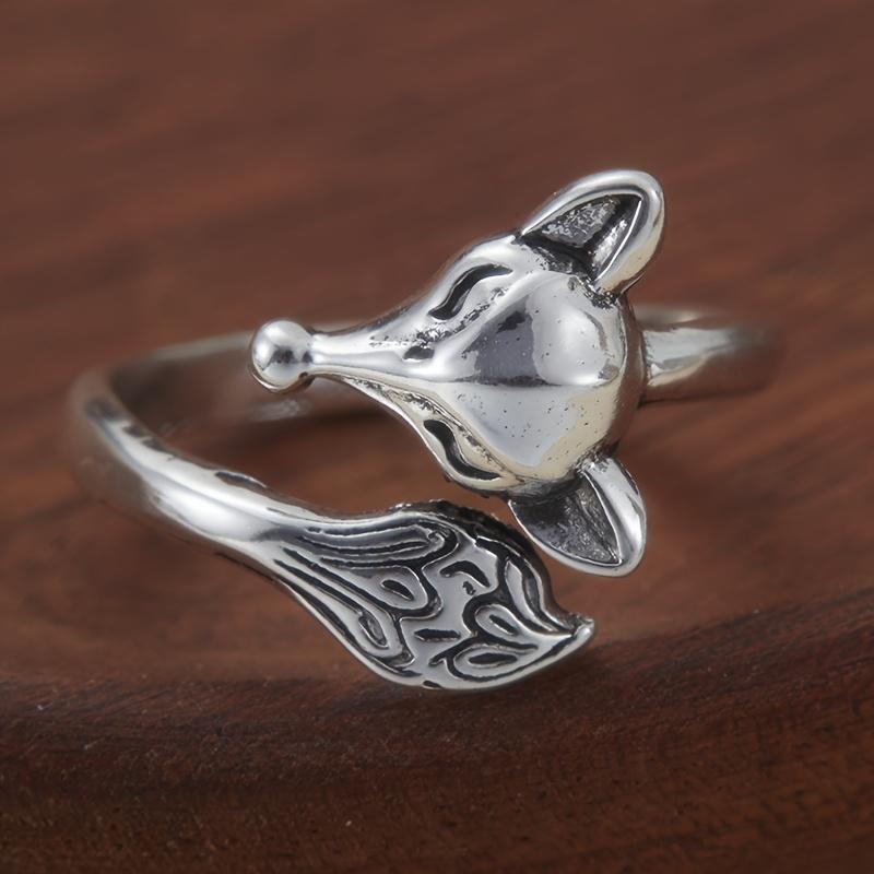 Exquisite Fox Ring, Lightweight and Simple Vintage Vintage Vintage Women's Ring, Adjustable Opening Design, Suitable for Anniversary and Birthday Gifts