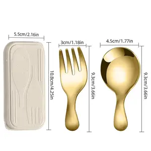 Portable Spoon Fork Set, Short Handle Mini Cutlery, Compact Dining Utensils, Ideal for Travel and On-The-Go Meals, Lightweight and Convenient, Tableware, Picnic Set
