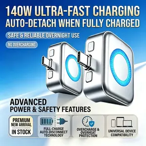 140W Fast Charging Adapter Auto Power-Off AI Full-Charge Disconnect Prevent Battery Aging