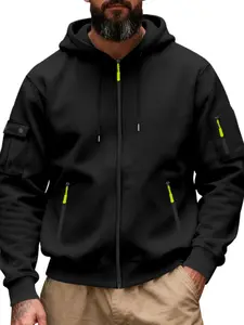 Men's Hooded Sweatshirt with Heavy Fleece Lining, Casual Sporty Outerwear for Fall & Winter, Style