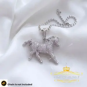 King Of Bling's White Special 925 Sterling Silver Horse Shape Pendant with 8.30ct Cubic Zirconia