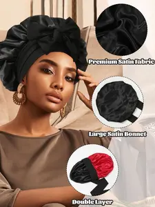 Women's Elastic Satin Sleep Cap, Wide Brim Night Hat, Comfortable Sleeping Accessory, Soft Breathable Hair Care Cap