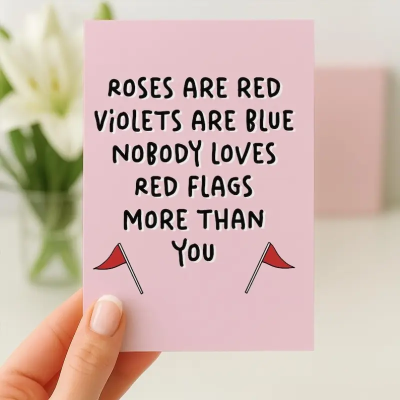 （1 Card with 1 Envelope）Funny Galentine's Card, Best Friend Galentine's, Friend Birthday Card, Friend Soulmates, Cute Card For Friend, Red Flags Galentine's Card