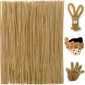 200pcs Light Brown Flexible Wire Chenille Stems, Craft Pipe Cleaners for DIY Projects, Festival Party Decorations