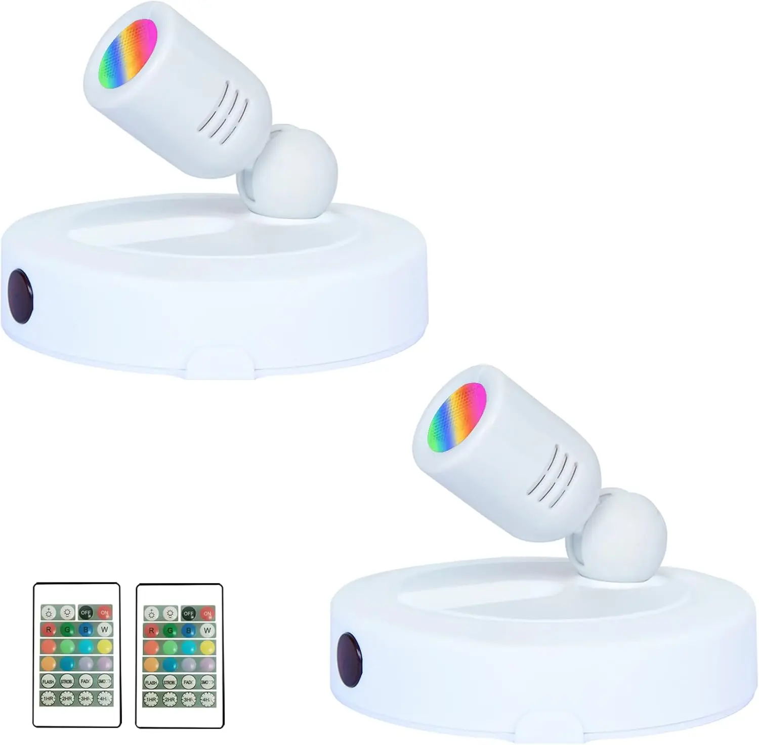Indoor LED Spotlight, Battery Operated RGBW Spotlights with Remote, 12 Colors Changing Plant Tree Spot Light with Timer, Up Lights for Wall Art Picture Display Dartboard Painting Accent-White